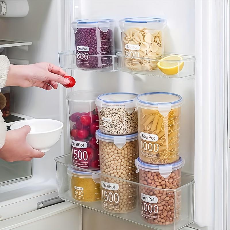 6Pcs 1000ml Storage Jars with Lids, Transparent Plastic Sealable Containers, Airtight Kitchen Organization