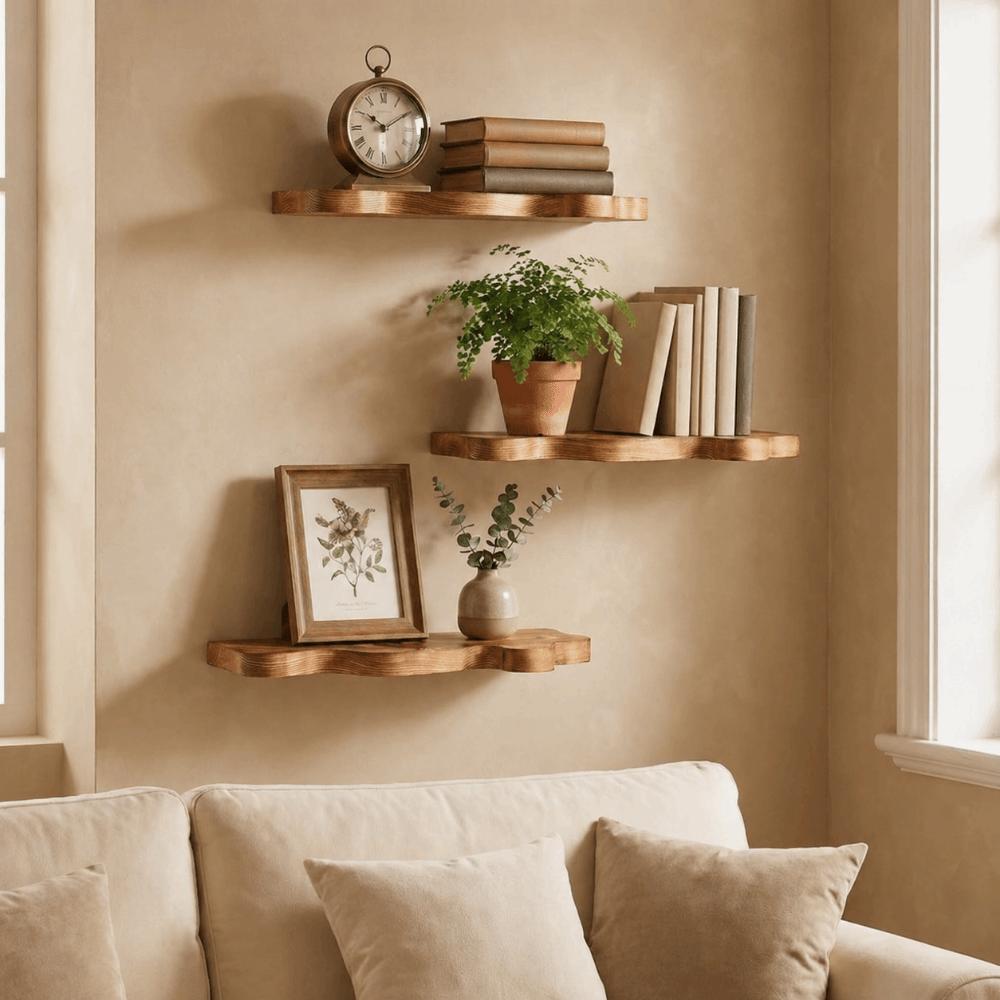 Wall Mounted Cloud Shaped Wall Display Shelves Wooden Picture Display Rack Plant Stand  Over Toilet