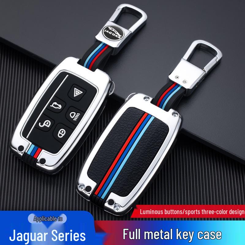 Compatible Jaguar Key Case for 22 Models: XEL, XFL, F-PACE, E-PACE, XF - Metal Shell, Key Set, Buckle Included