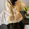 Yogodlns Women Hollow Shoulder Bag Large Capacity Straw Weaving Travel Handbag Adjustable Strap Shopper Tote Bag