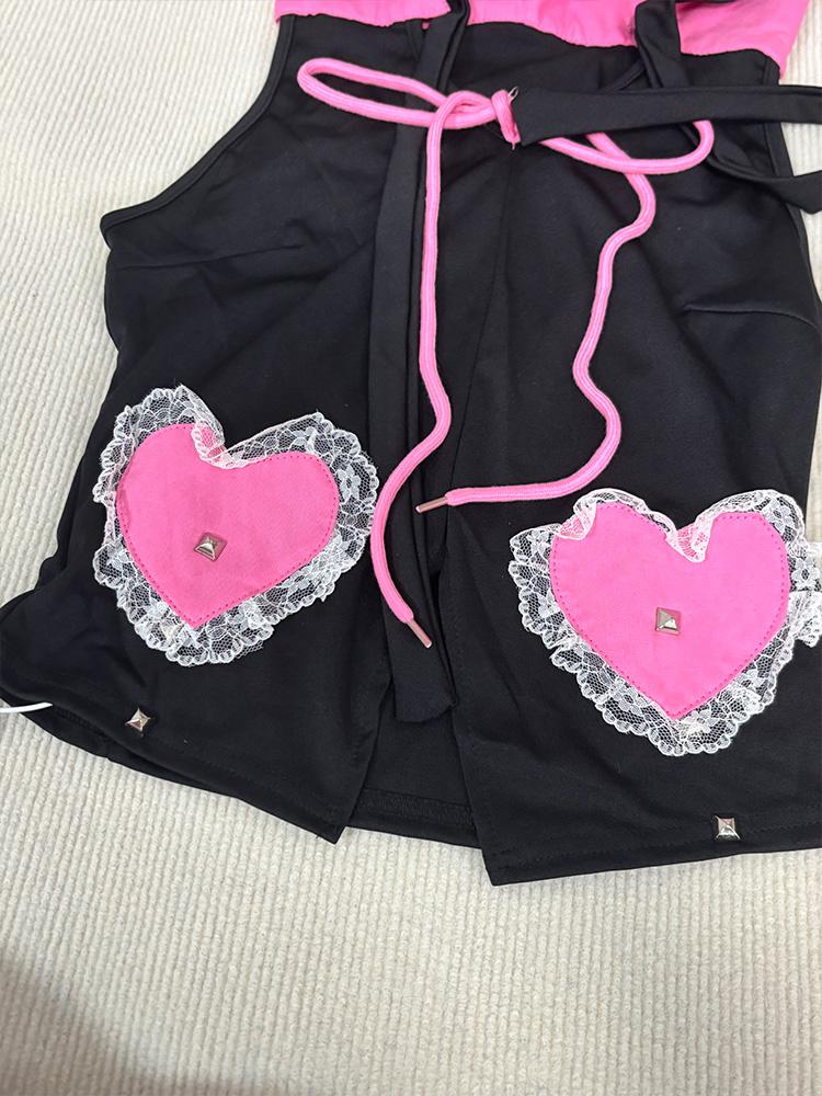 Japanese Sweet Elegant Women's 2 Piece Sets Design Lace Patchwork Y2k Tops Shorts Skirts Fashion Female Punk Outfits New 2025