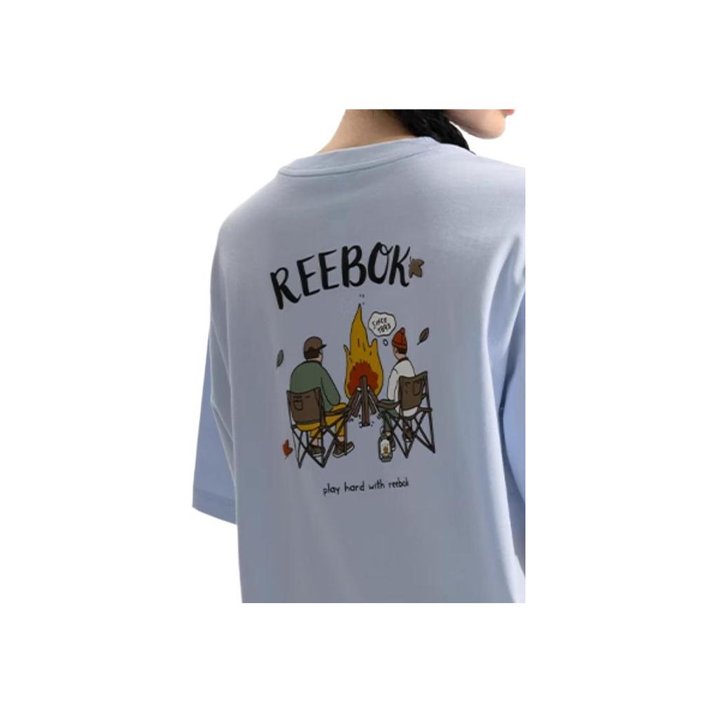 Reebok Fashionable Comfortable Versatile Casual Loose Short Sleeve T-Shirt Unisex Tops Light-Blue 24SRM427UGB1