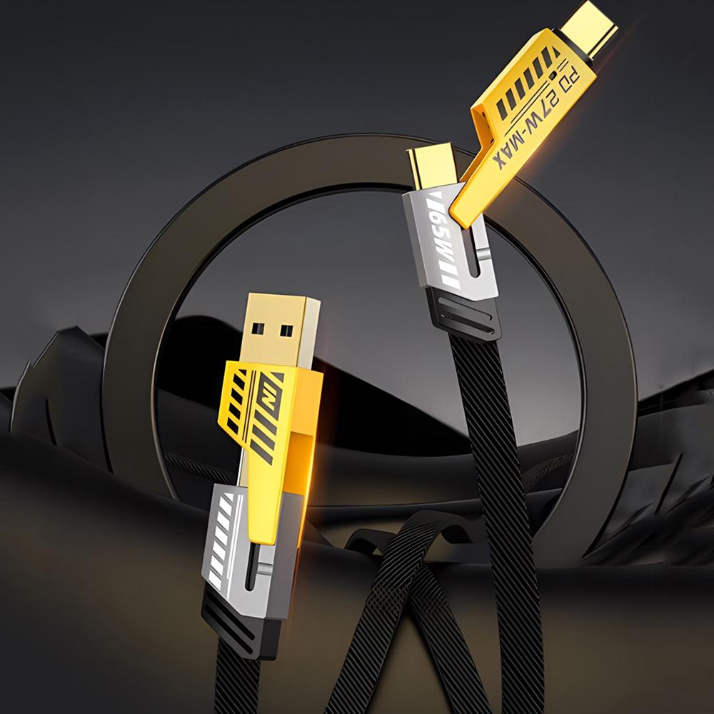 Multi-function 4-in-1 Data Cable Super Fast Charging PD27W Charging Dual Type-c 65W Lightning Nylon Braided Cable for iPhone And