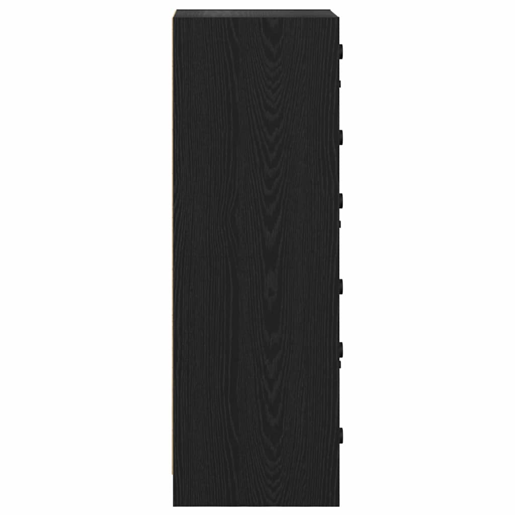 Highboard In Black Oak Look 35 X 37 X 109 Cm Particleboard
