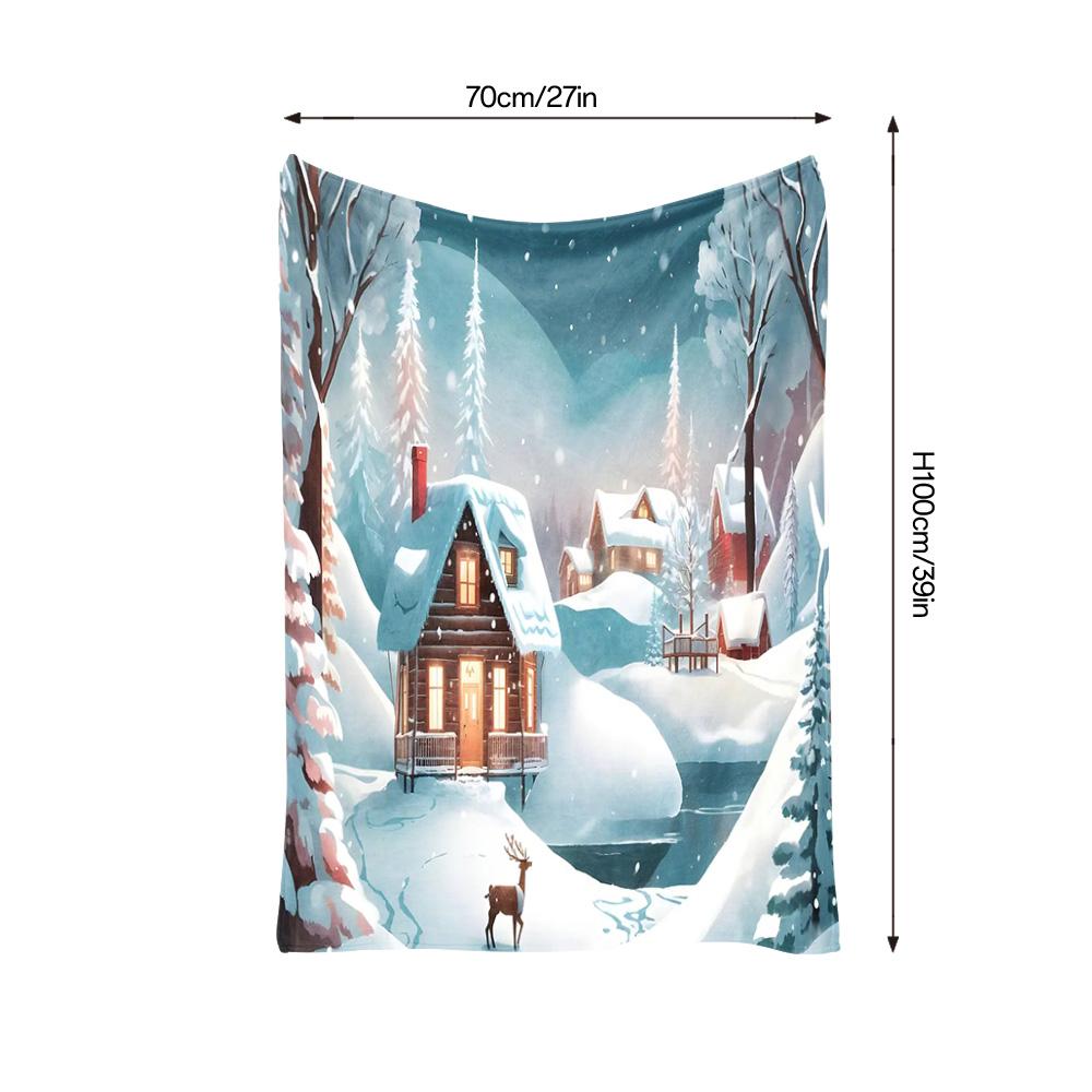 Tuniu Winter Cabin Landscape Fleece Blanket for Sofa Bed Room Throw Soft Warm Cozy Decorative Throw Blanket