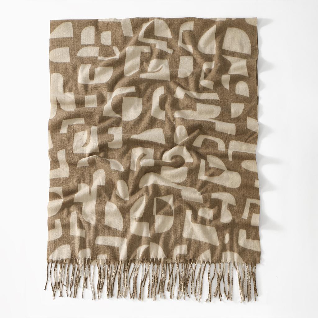 237G Geometry Pashmina Tassel Shawl Scarf For Woman Man Autumn Winter Warm Scarves Fashion Long Wrap Solid Cashmere Like Mulffer