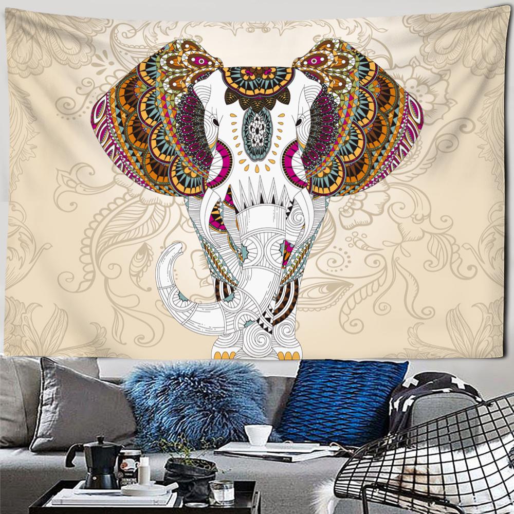 Exotic Bohemian Elephant Tapestry Boho Mandala Tapestry Tribal Ethnic Elephant Wall Tapestry for Bedroom Living Room Dorm Decor