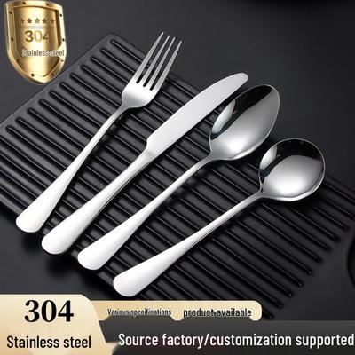 Ensemble de couverts épaissis en acier inoxydable 304: Couteau à steak, Fourchette, Cuillère à dessert, Cuillère pointue, Cuillère ronde