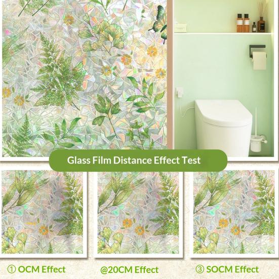 Fenster Sichtschutzfolie Buntglas Blumen Fensteraufkleber Statisch UV-Schutz Bunte Aufkleber für Glasfenster Türen