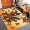 Thanksgiving Turkey Maple Leaf Autumn Harvest Print Large Area Rug Soft Flannel Non Slip Floor Carpet for Living Room Home Decor