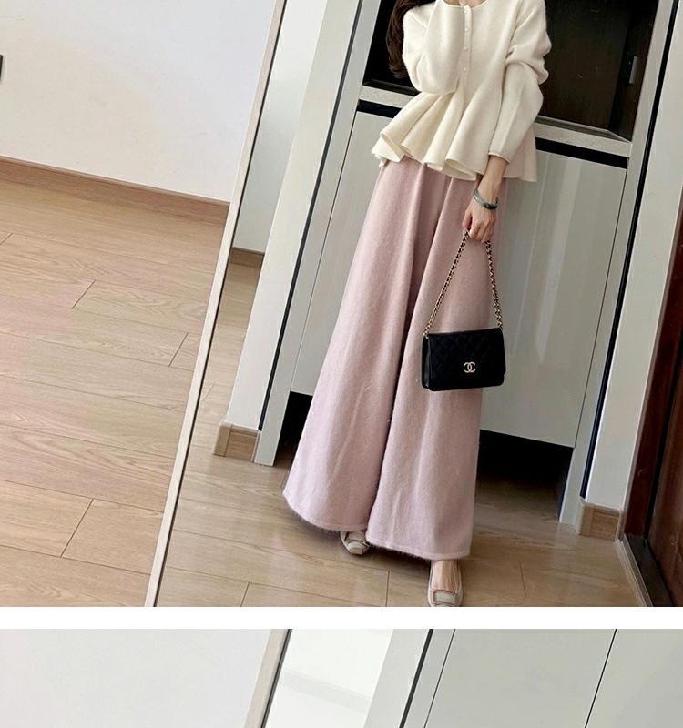 Set Pulover Tricotat Toamnă/Iarnă și Pantaloni Maternitate cu Picior Larg