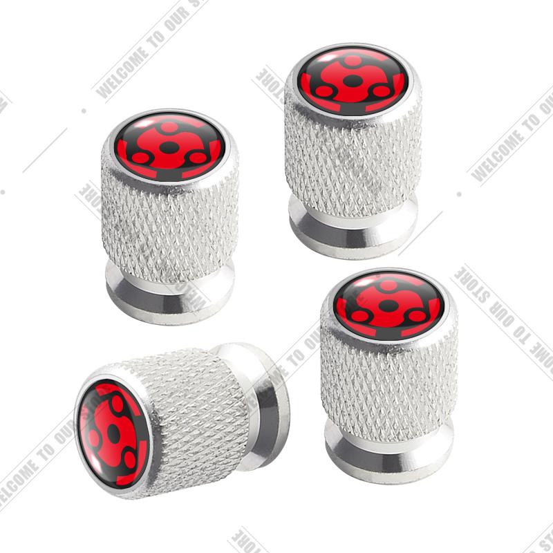 Car CNC Aluminum Japanese Anime Sharingan Eye Emblem For Lexus Honda Nissan Mitsubishi 4pcs Tire Valve Air Port Stem Cover Caps