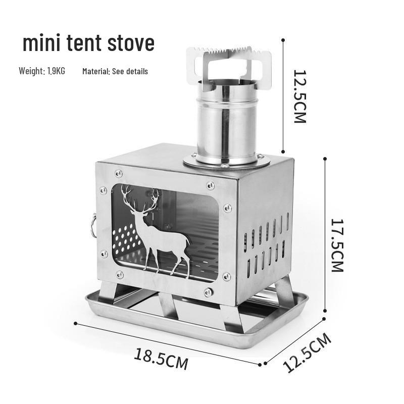 Portable Outdoor Stainless Steel Tent Stove and Grill