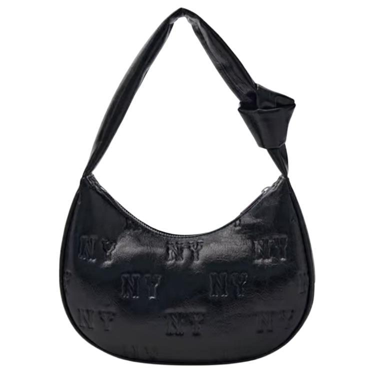New MLB MONOGRAM New York Yankees Synthetic Leather Hobo Bag, Handbag Women's Black 3ABQMV15N-50BKS