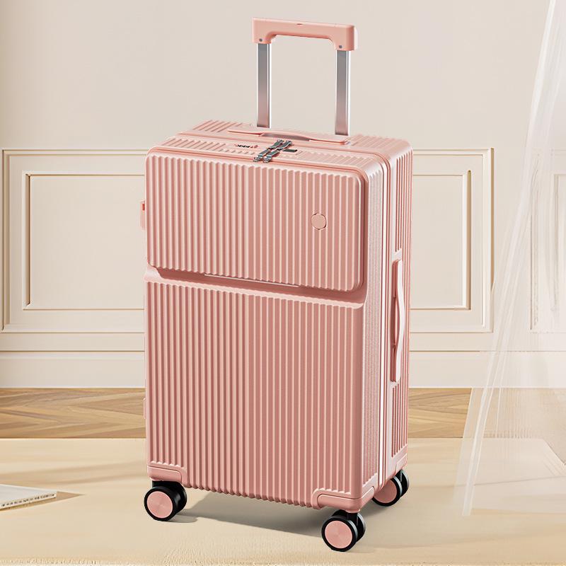 24-inch Multifunctional Suitcase with Cup Holder & Universal Wheels, Carry-On Trolley Case with Combination Lock for Men & Women.