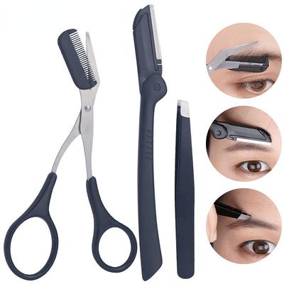 Beginner's Eyebrow Trimmer Set with Scissors, Shaver, and Tweezers - Safe, Ergonomic, and Portable