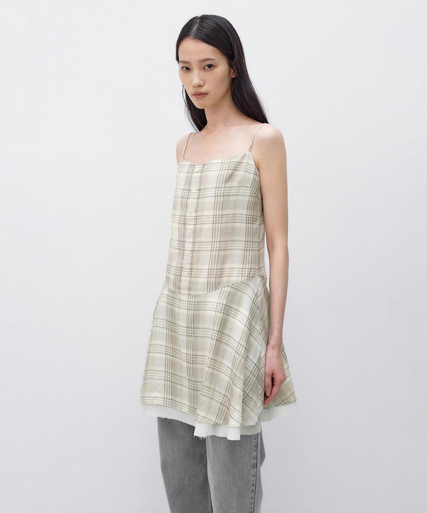 Insilence Woman Check Mini Dress Beige