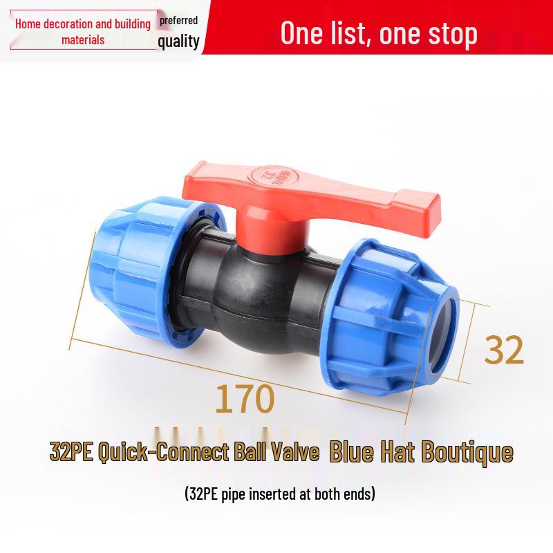 PE Ball Valve Quick Connector - Emergency Repair Valve for 20/25/32 Plumbing Fittings (Tap Water Pipe Accessories)