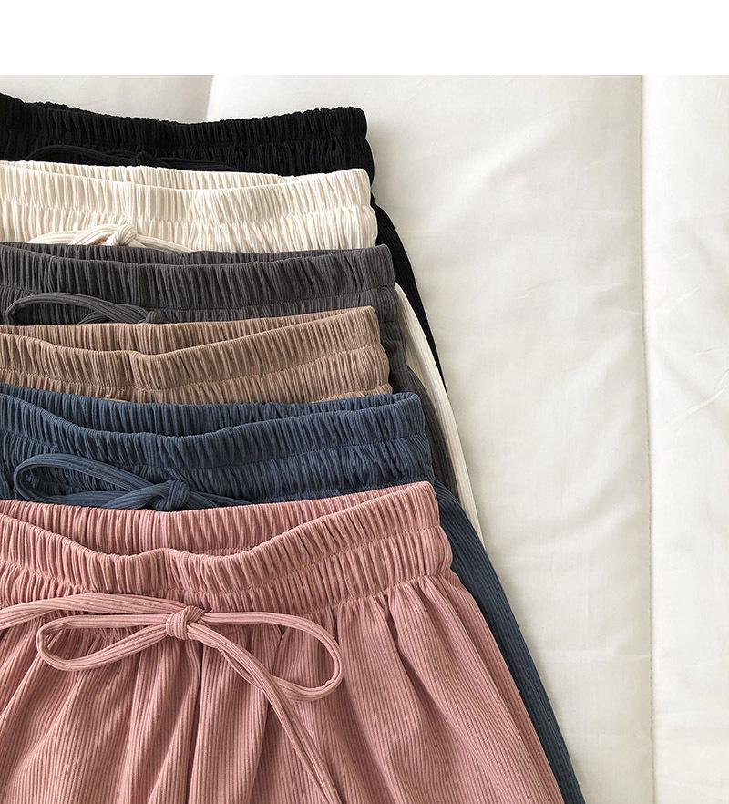 Women's Autumn Elastic Waist Wide-Leg Pants—Korean Style, Loose, Slimming, Draping Long Pants, Solid Color, Casual Fit.