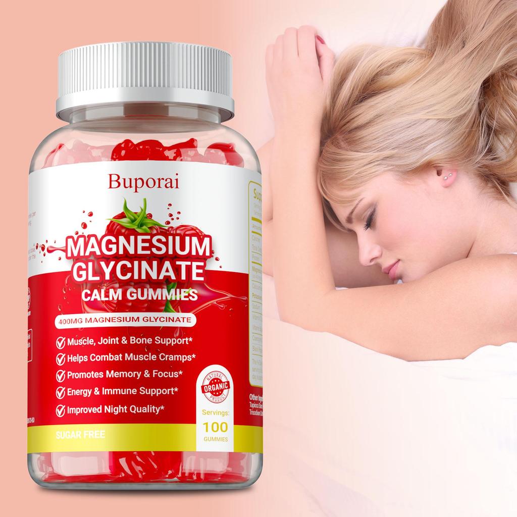 GZVH-400mg Magnesiumglycinat Gummibärchen zur Schlafunterstützung & Muskelkrampf-Linderung | Hoch absorbierende Formel mit Vitamin B6