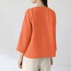 Women's Fashion Casual V-Neck Buttoned 3/4 Sleeve Cotton Linen Top