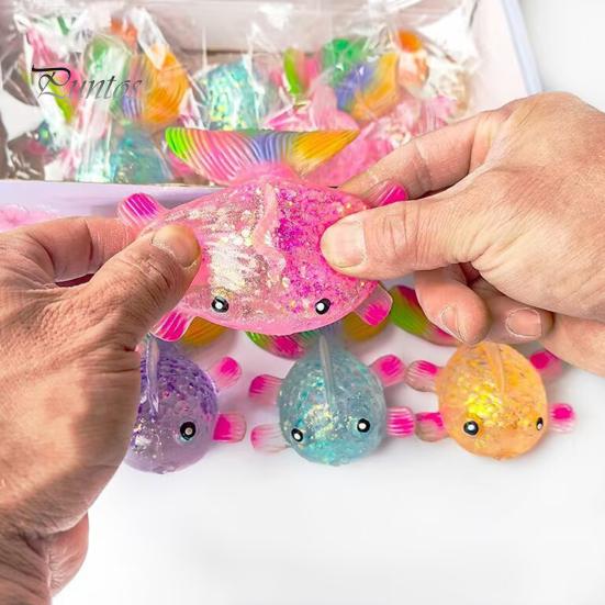 Fish Squeeze Toy Glitter Powder Stress Anxiety Relief Slow Rising Simulation Sensory Soft TPR Calming Animal Fidget Office Desk