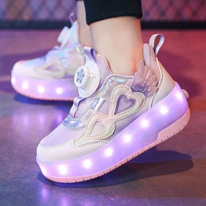 Popular Runaway Shoes Boys Summer Breathable Children Primary School Students Sports Shoes Luminous Light Shoes Skating Roller Shoes Girls