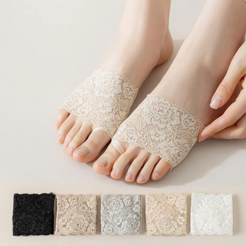 2pcs Lace Forefoot Pads for Women High Heels Half Insole Foot Care Breathable Summer Invisible No Show Socks Women Sock Slippers
