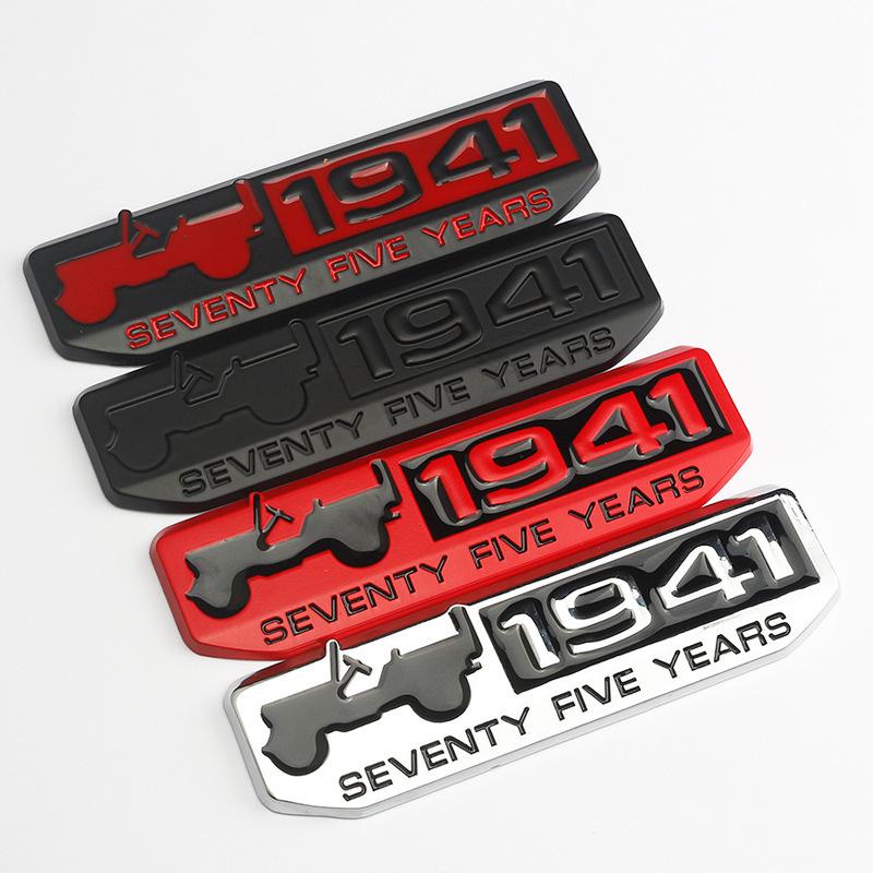 1941 Logo 75. výročí Zadní emblém Samolepka pro Jeep Wrangler & Compass