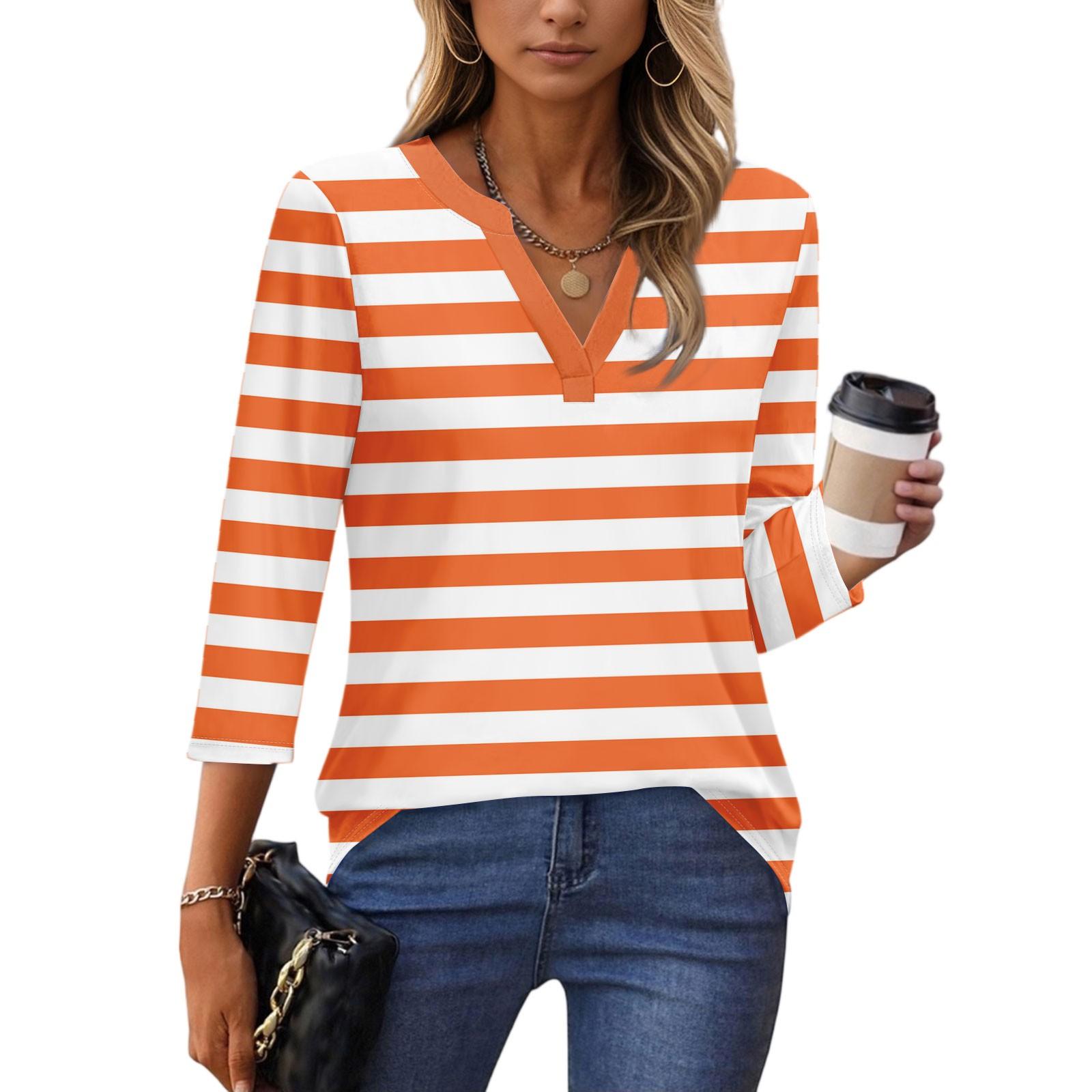 

Рубашки с рукавом 3/4 для женщин, футболки, блузки, повседневные базовые топы больших размеров, пуловер, женские туники-блузки L оранжевый