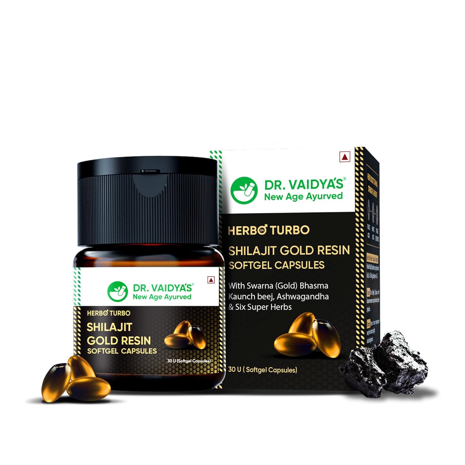 

доктор. Капсули Vaidya s Herbo24Turbo Shilajit Gold Resin Softgel, Капсули - 30 шт. X 2 упаковки