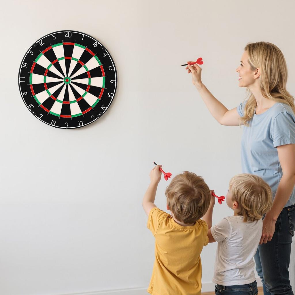 Dart Board, High-Grade Self-Healing Sisal Fiber Dartboard with Staple-Free Bullseye, Blade Wire & Rotating Number Ring, 450mm Professional Dartboard