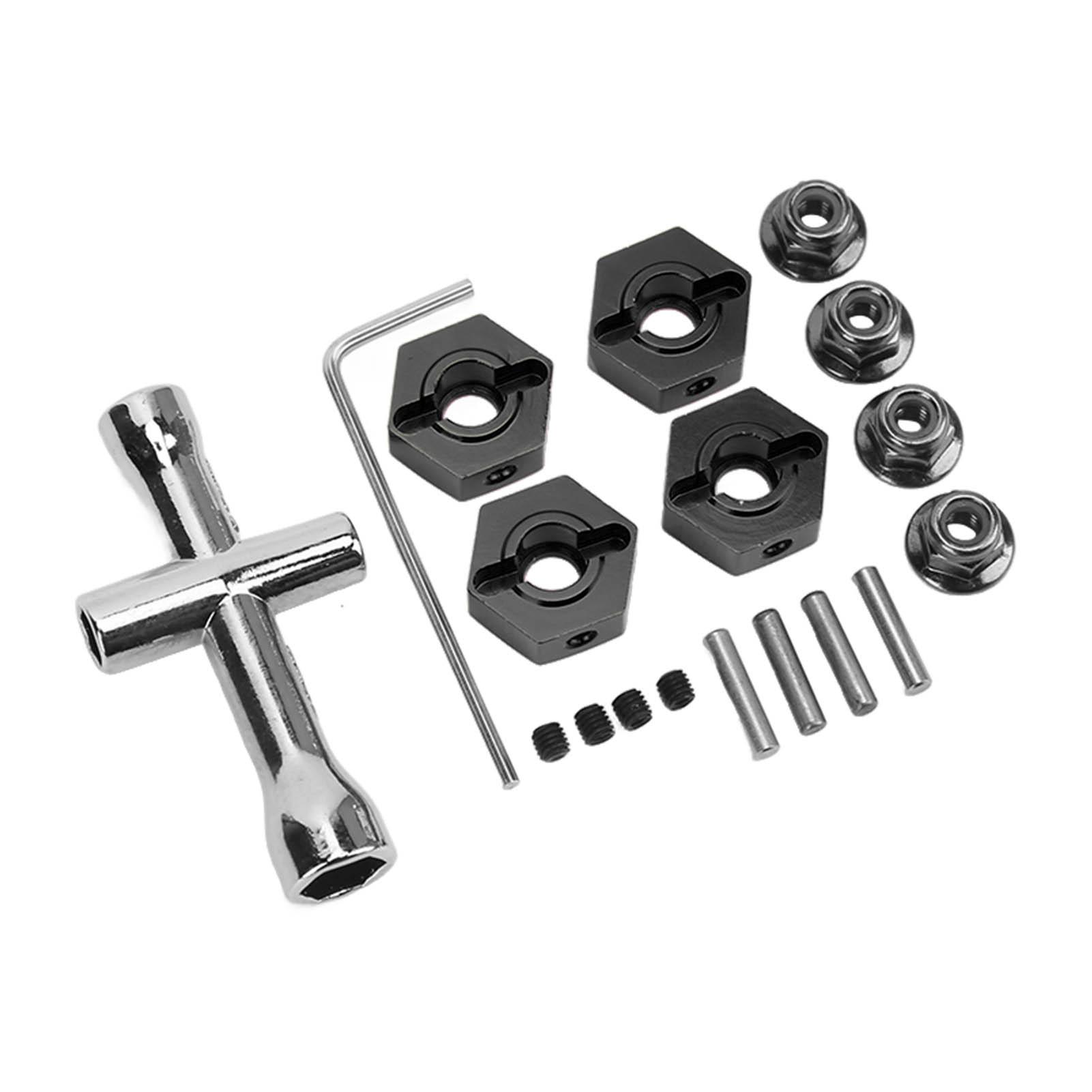 

14mm Wheel Hex Hub Kit Aluminum Alloy Universal Upgrade Wheel Hex Adapter for ARRMA Senton 1 10 RC Car Black чорний