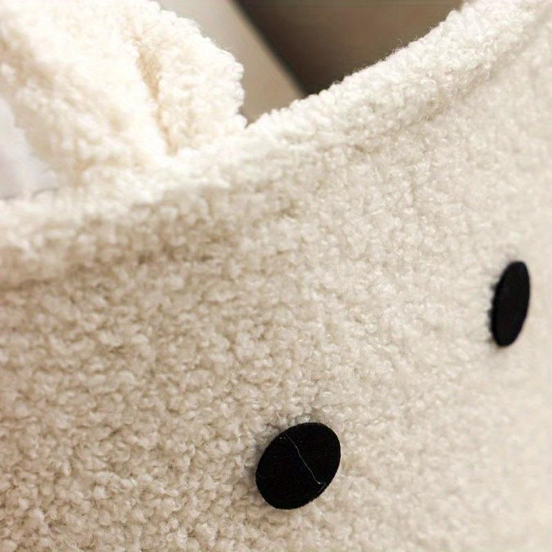 1 pezzo Cesto portaoggetti grande capacità a forma di pecora dei cartoni animati, spesso peluche poliestere, cesto portabiancheria con manici per un facile trasporto