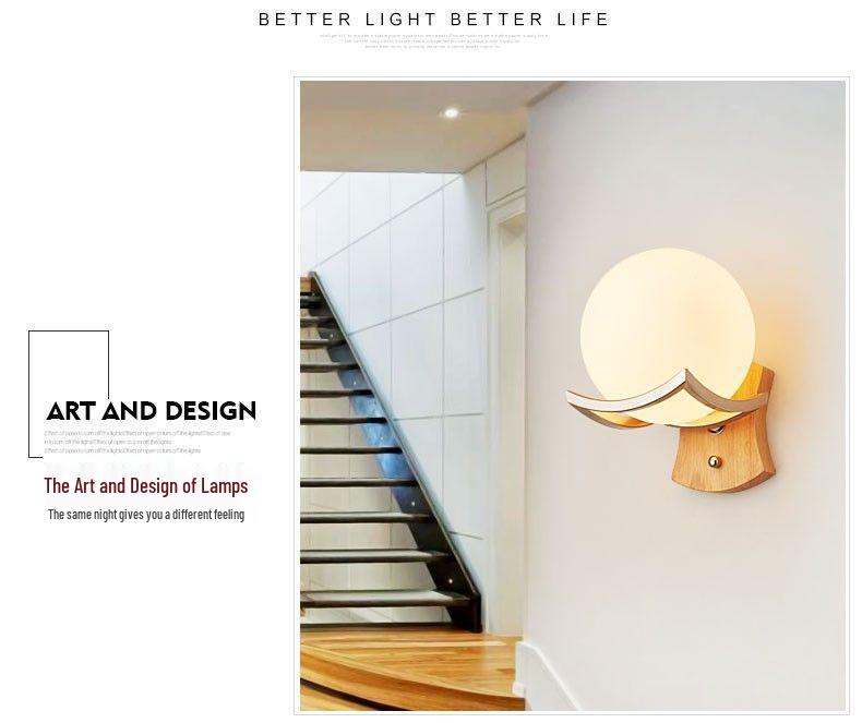 Moderne minimalistisk vegglampe i tre for soverom og gang (Kinesisk og europeisk stil)