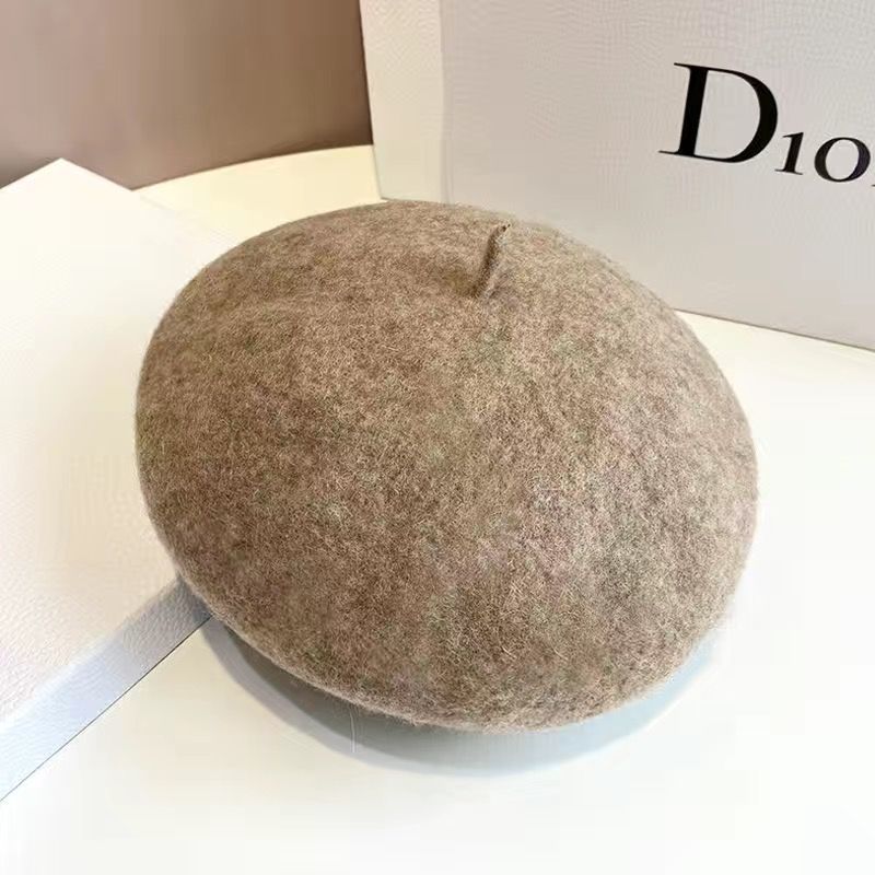 Elegant And Fashionable Solid Color Wool Thick Beret Winter Hat For Travel Shopping Warmth Vintage Painter And Parent-Child Hat