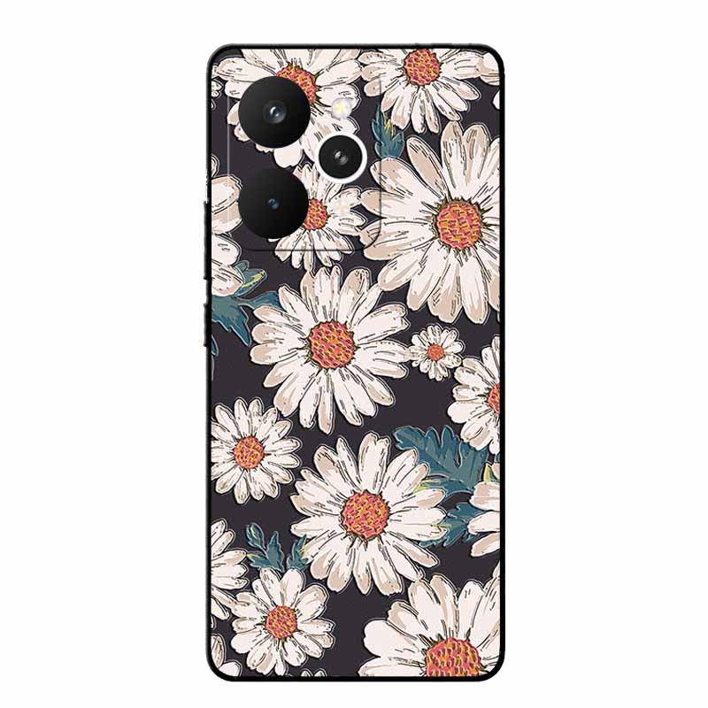For Realme 15 Pro Cases 3D Relief Flower Emboss Black Silicone For Realme15 Pro 5G Back Cover Cartoon Funda Realme 15 Pro Bumper