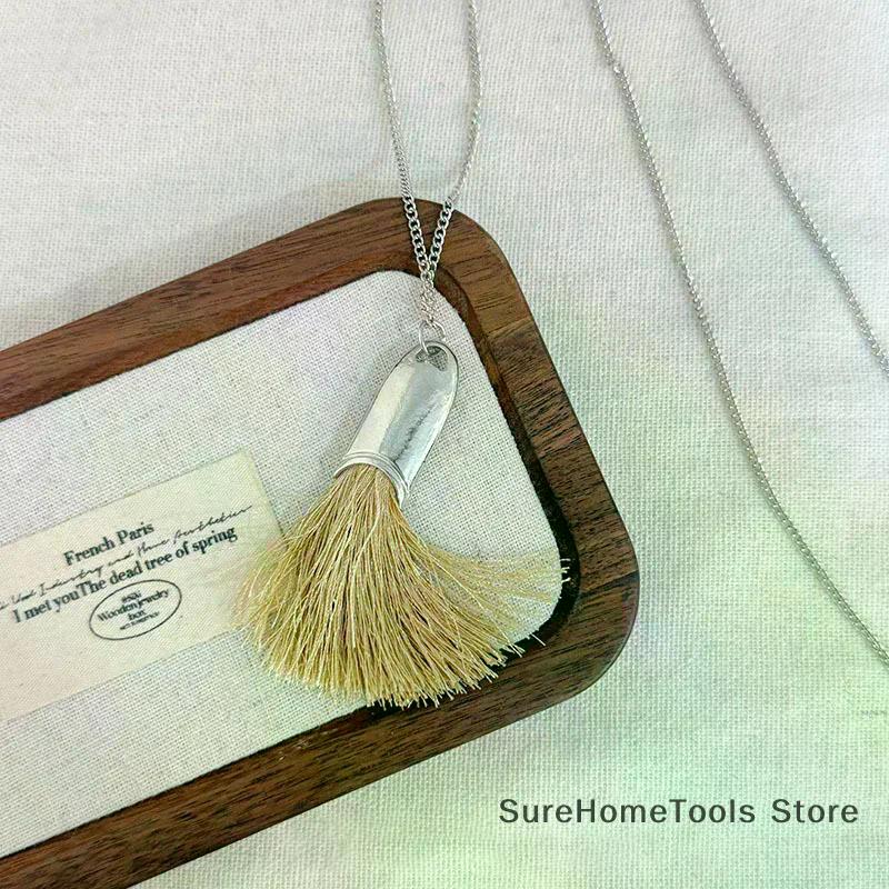 Unique Design 3 Colors Brush Tassel Pendant Necklaces For Women Casual Fashion Long Chain Neck Jewelry Gift