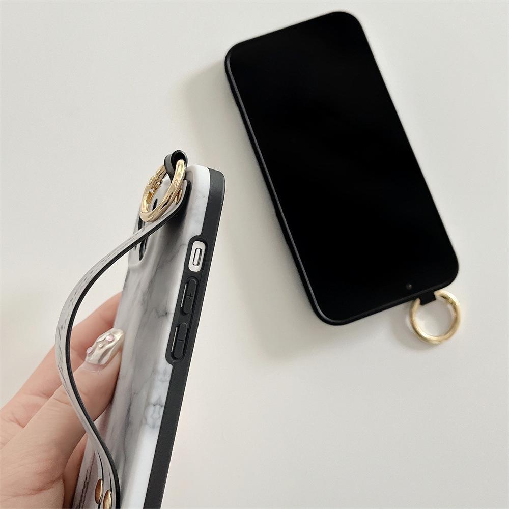 Geräucherte Marmor Handgelenkschlaufe Hülle für iPhone 11, 12, 13, 14, 15 Pro Max - für Frauen