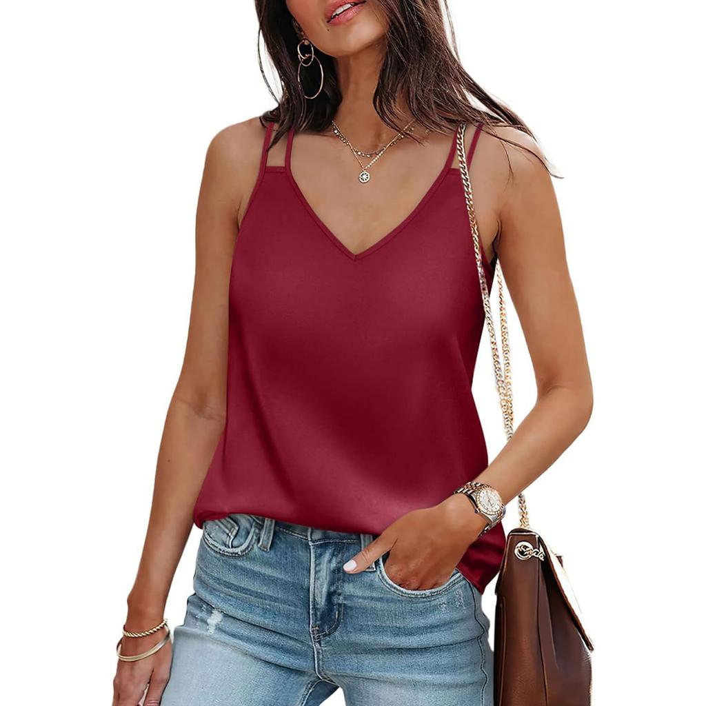 Summer Ladies Casual Solid Color Sleeveless Camisole T-Shirt Tops For Women