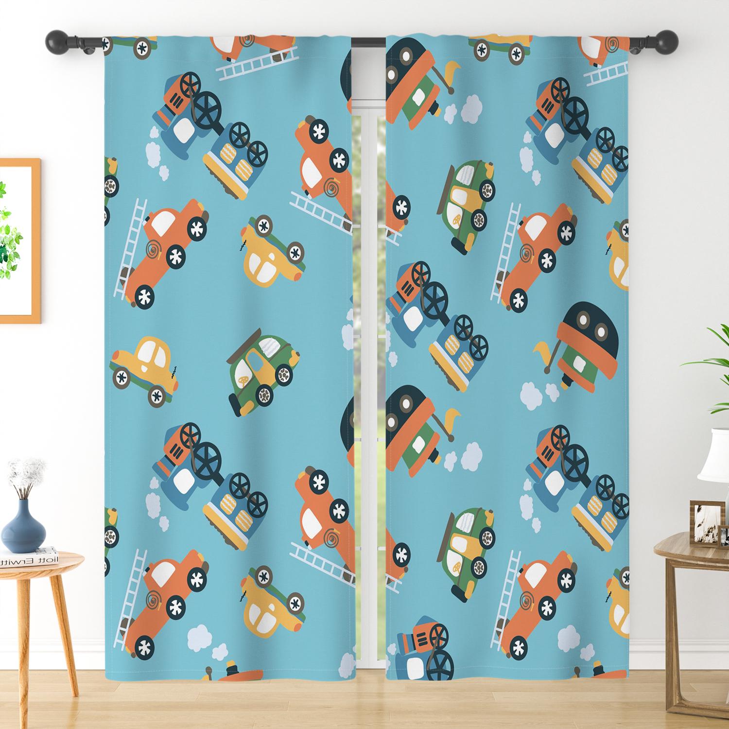 

Drapes Cartoon Blackout Curtains For Kids Room Windows Living Room Bedroom Light-Blocking Rod-Pocket Polyester Curtains 2Pcs 50x115cm 2pcs&Rod Pocket
