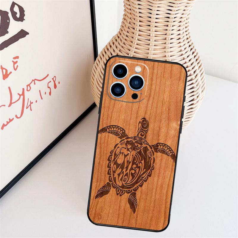 Wolf Bike Butterfly Wood Funda For iPhone 16 15 Pro 14 Pro Max Plus 11 13 12 Mini X XS XR Phone Case