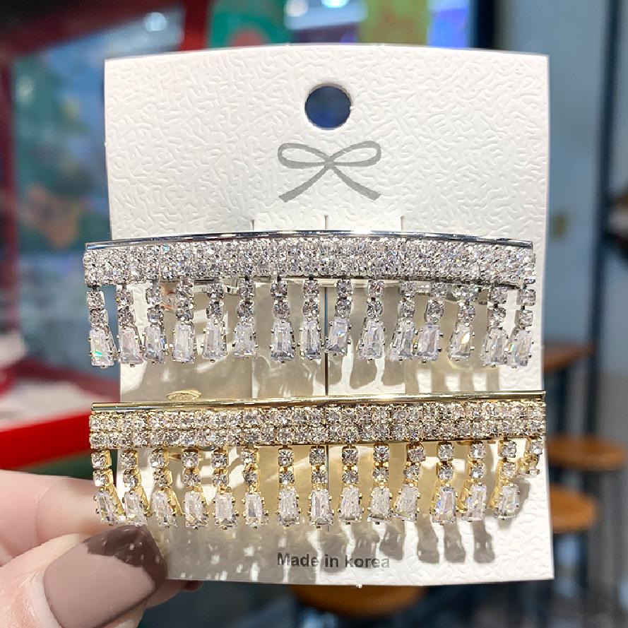 

Korean Tassel Zircon Hair Clip - Versatile Micro-Inlaid Spring Clip
