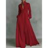 Polyester Long Sleeve Dress With Pleated Aline Silhouette For Elegant Winter Fashion