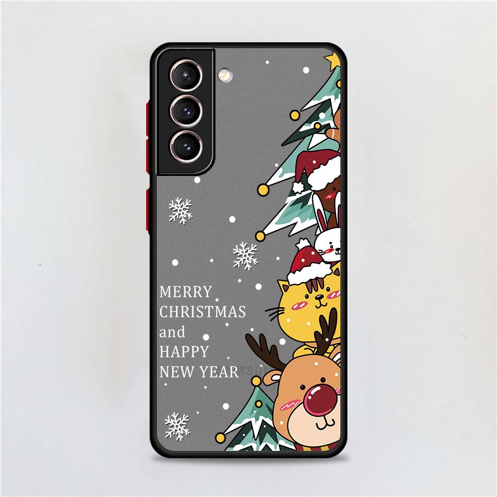 Matný kryt s motivem sněhu a veselými Vánocemi pro Samsung Galaxy S22 S20 S21 FE S10 S9 Plus S8 Capa Note 20 Ultra 10 Lite Phone Fundas