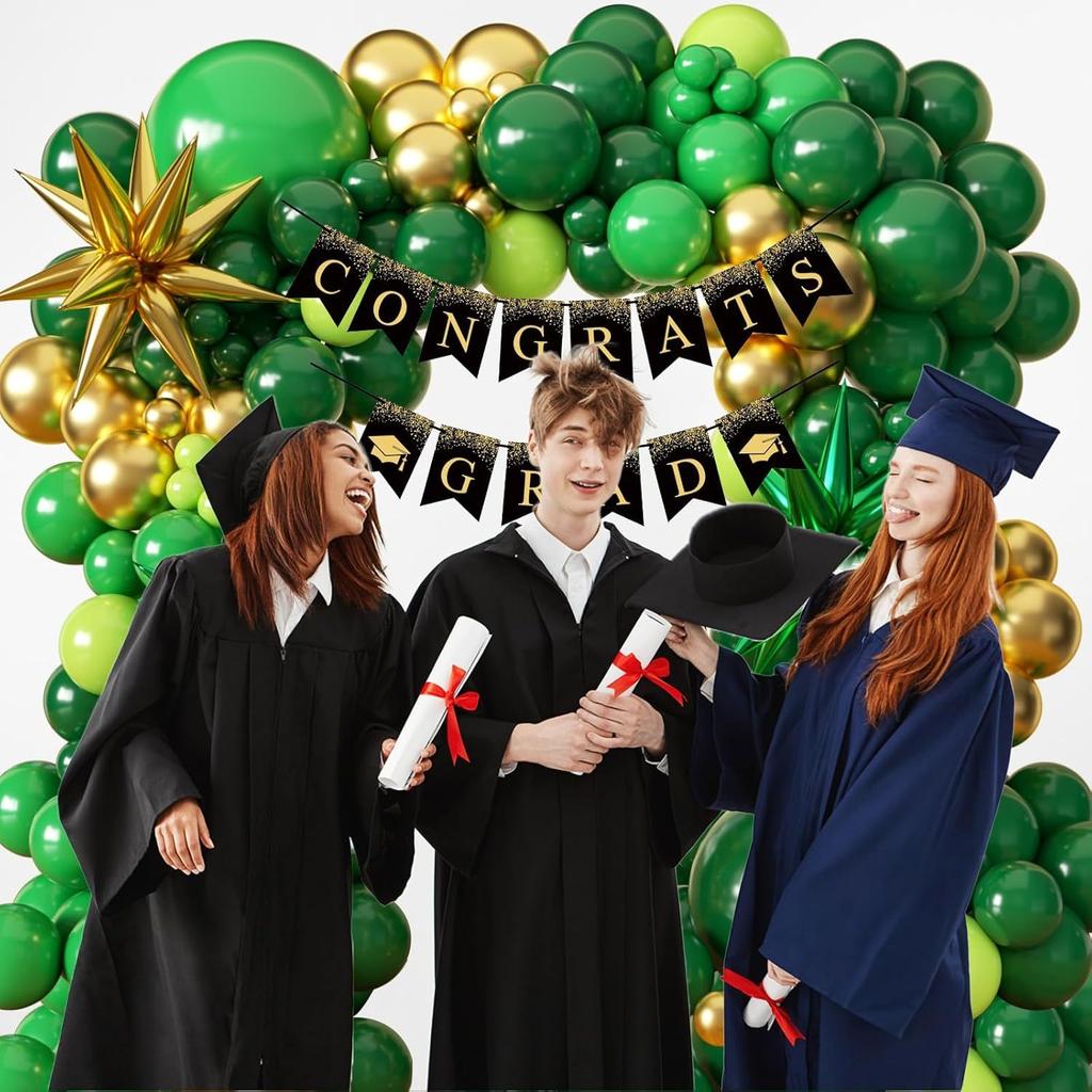 128pcs Green and Gold Balloon Arch Kit Birthday Party Wedding St. Patrick's Day Graduation Jungle Party Decoration