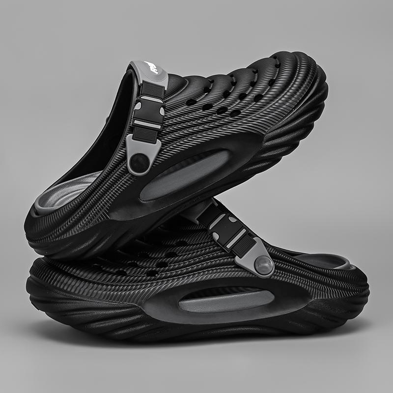 

Летние тапочки мужские сабо на платформе женские пляжные сандалии для отдыха на открытом воздухе повседневная нескользящая обувь мужские сандалии 44-45 чёрный