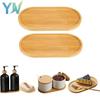 Bamboo Storage Tray Wooden Bathroom Organizer for Shampoo Body Wash and Toiletries Multi-Function Countertop Bath Accessories