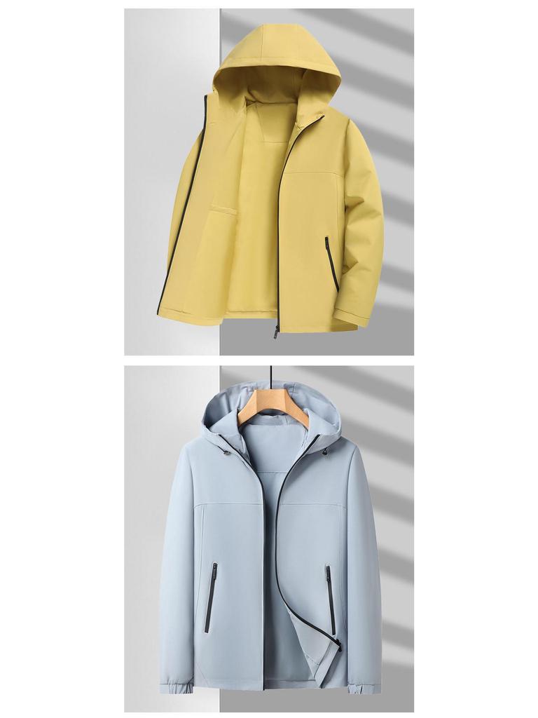 Men's Thin Hooded Cropped Jacket: Spring-Autumn 2026 Business Casual Outerwear