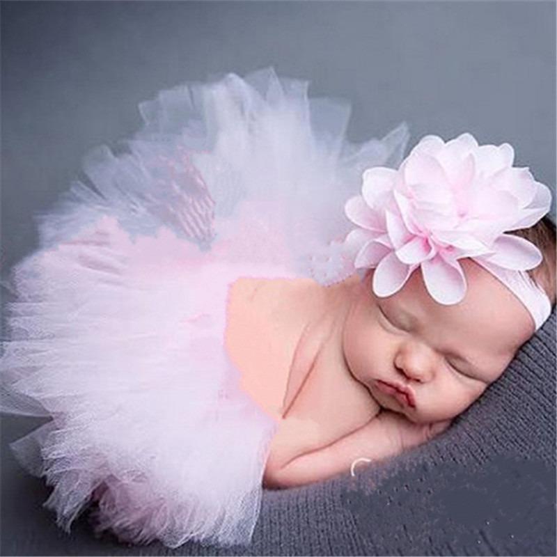 Children's Chiffon Flower Baby Set, Baby Photography Gauze Skirt Tutu Skirt Headband Set